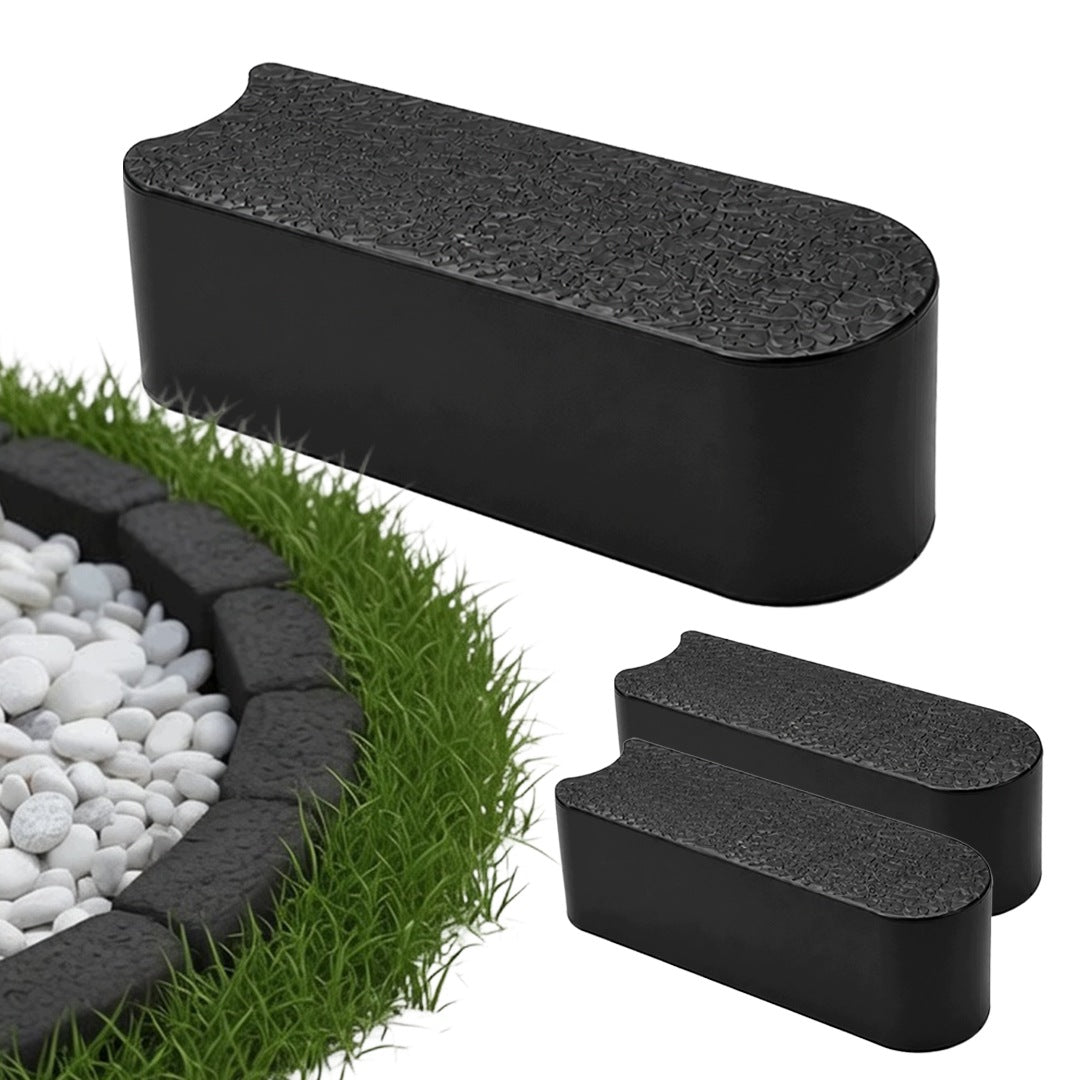 Garden edging 240cm black stone block effect lawn palisade