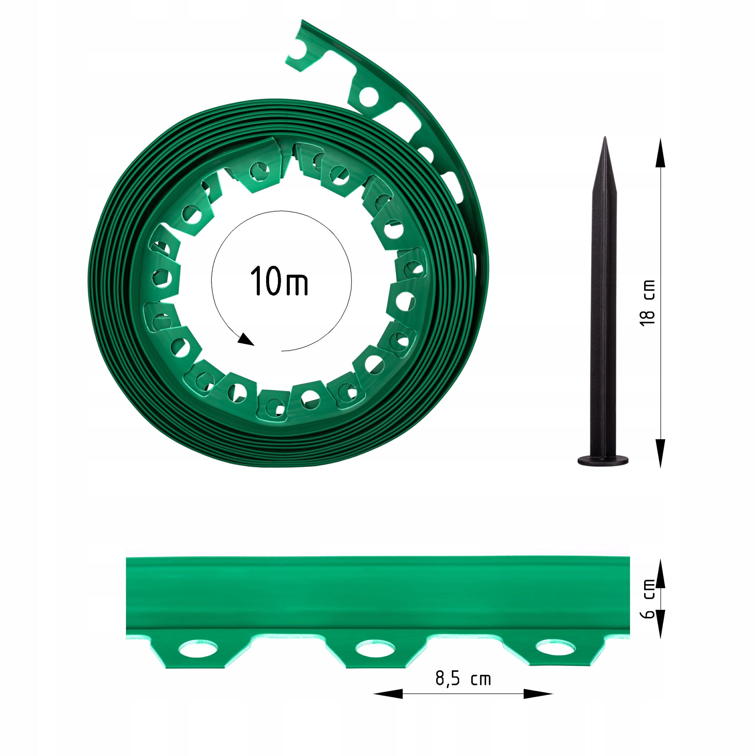 Garden edging lawn plastic 10m Green 6cm Manufacturer Edger