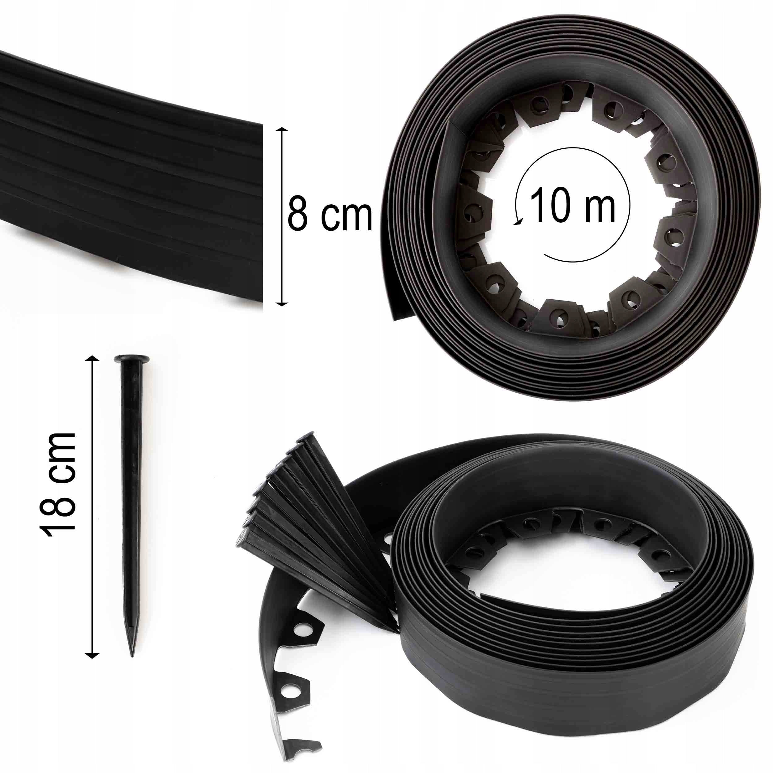 Garden edging lawn plastic 10m black 8cm Manufacturer code czarne 10/8