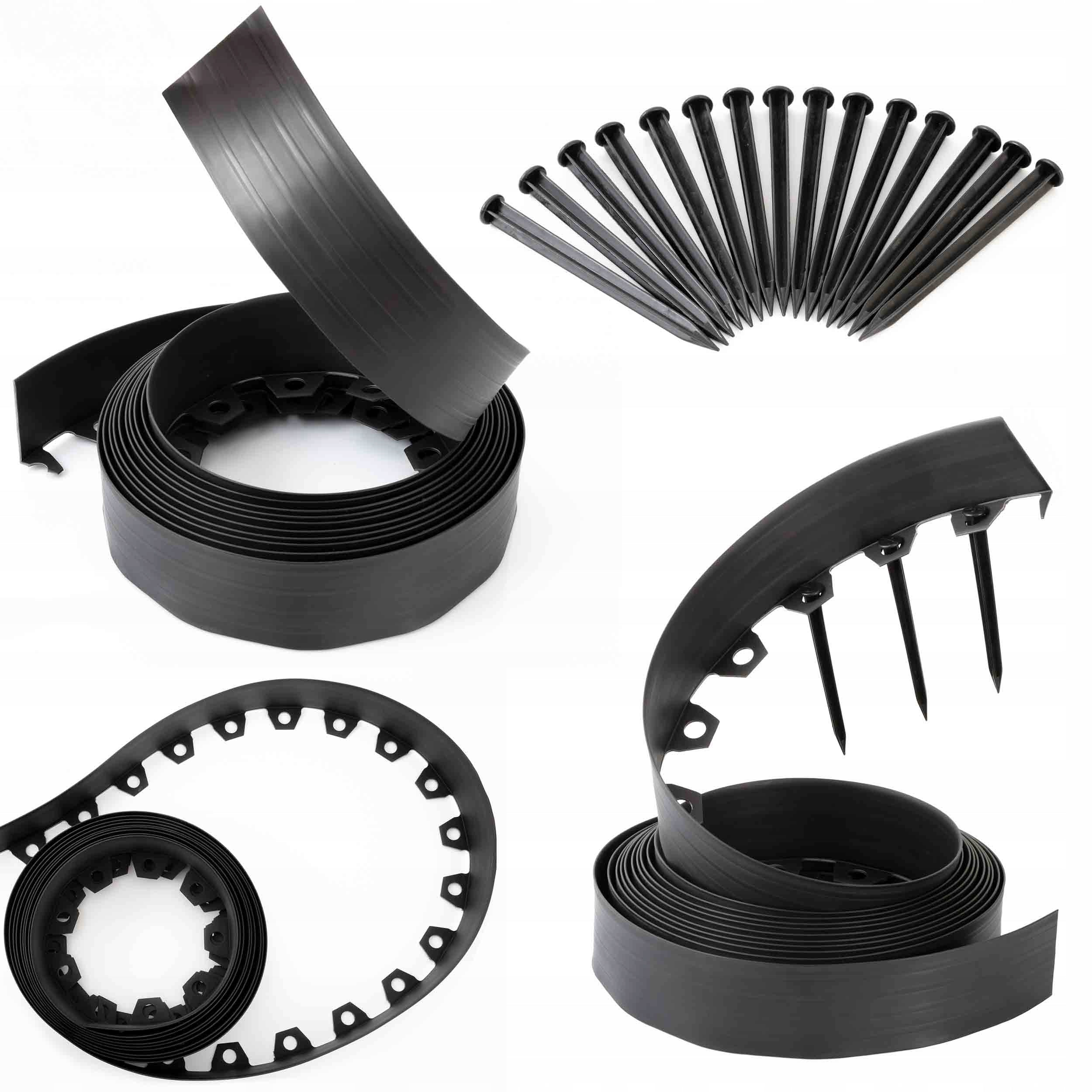 Garden edging lawn plastic 10m black 8cm