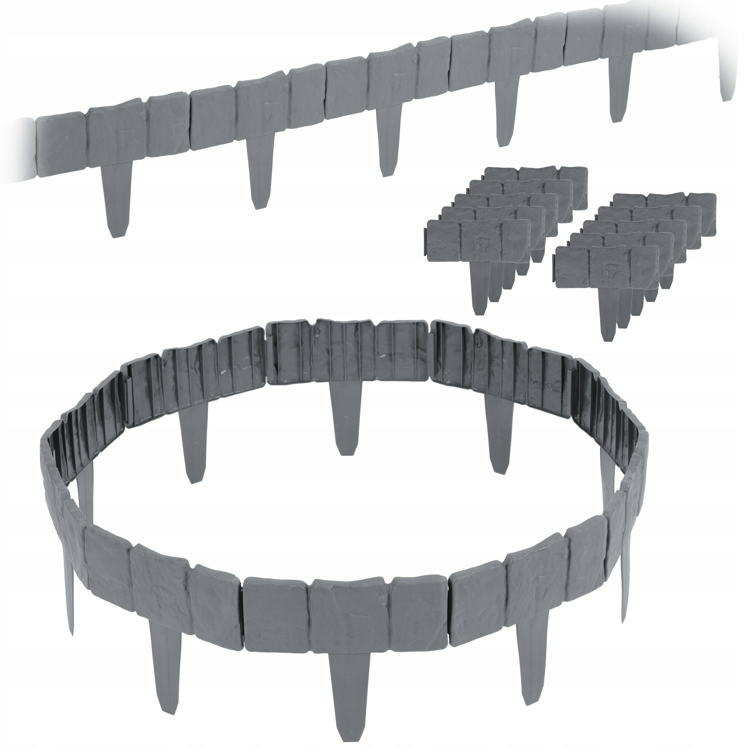 Garden edging plastic 250 cm x 23 cm grey