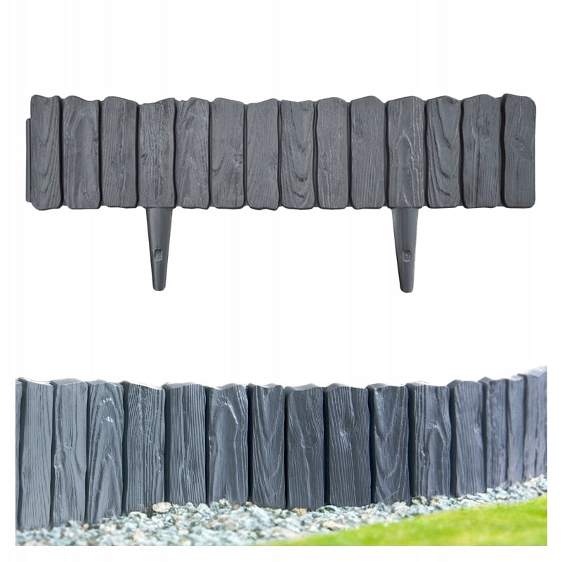 Garden fence WOOD - Plastic lawn edging 232 cm - ANTHRACITE