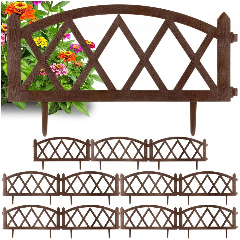 Garden fence brown 57x25 cm 12 pcs.