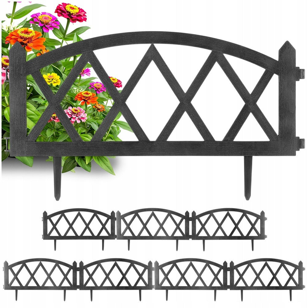 Garden fence grey 57x25 cm 8 pcs.