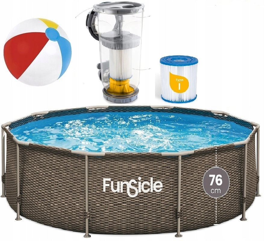 Garden framed swimming pool 366x76 cm with SKIMER SET RATAN MODEL 2026