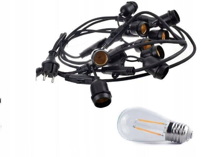 Garden garland 15m+15pcs bulb 2W ST45 4000K natural light 230V