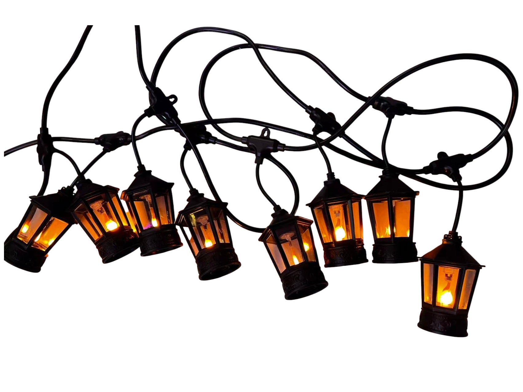 Garden garland 4m - 8 LED lanterns with moving flame effect
