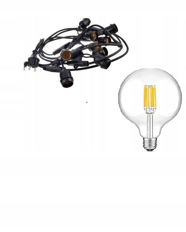 Garden garland 5m + 5pcs 8W G80 4000K bulb