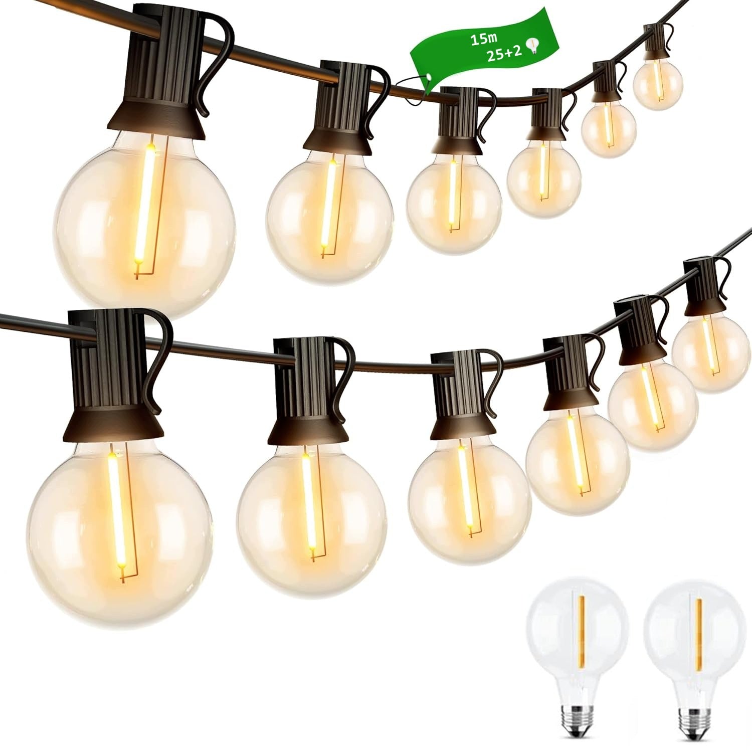 Garden garland Koanni 15m 25 LED bulbs E12 white warm IP44