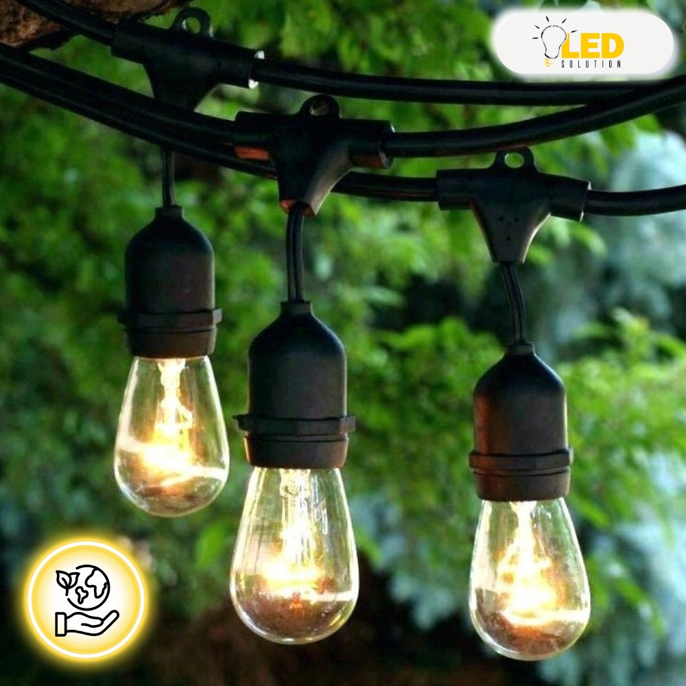 Garden garland light 15M 30 bulbs lamps chain LED thick wire Brand Led Solution