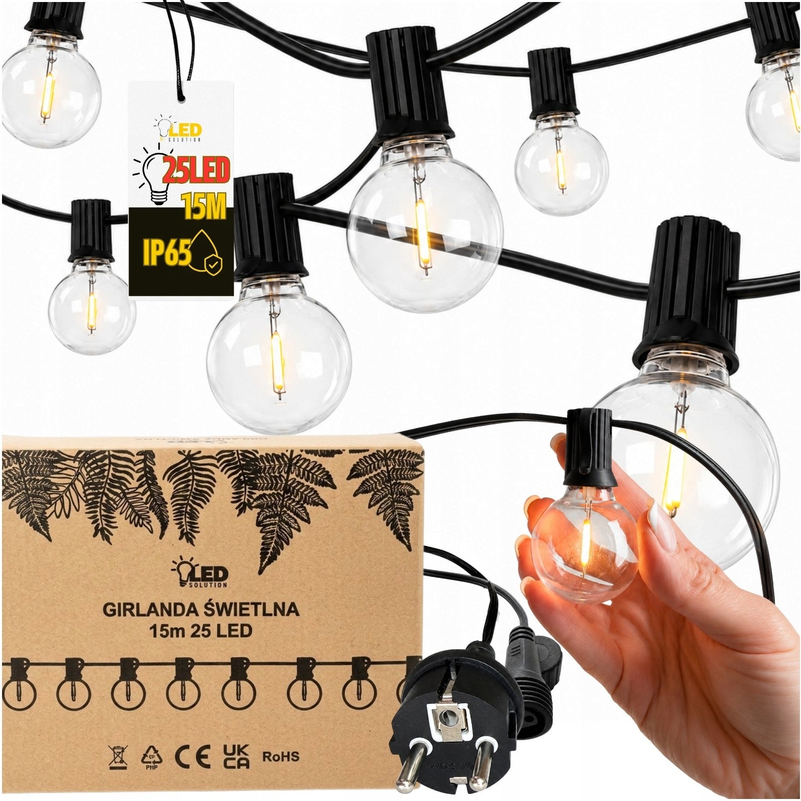 Garden garland light 15m 25 bulbs LED light chain gazebo terrace