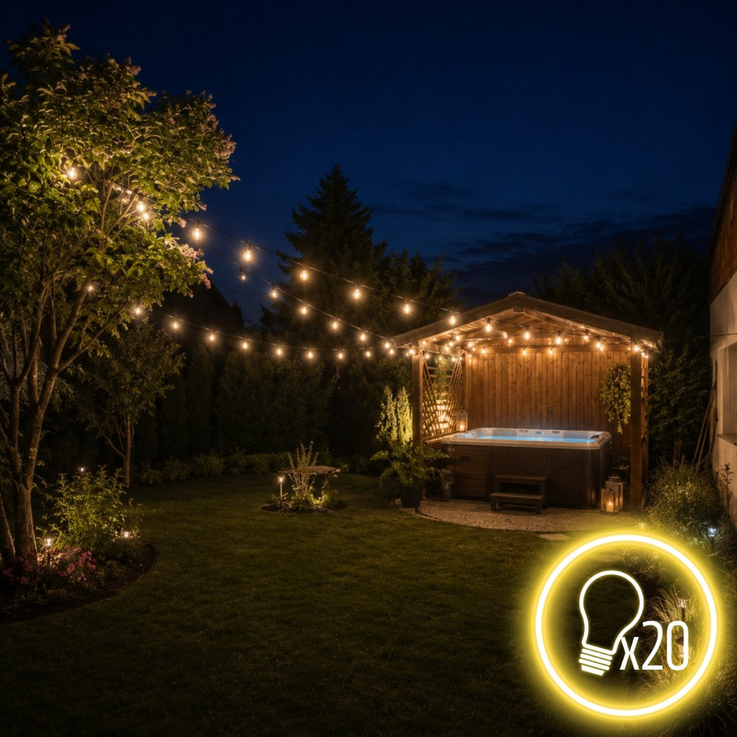 Garden garland light terrace garden 20m 20 bulbs waterproof chain Thread type E12