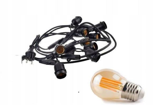 Garden garland set 15m+15pcs bulb 4W G45 2300K warm amber