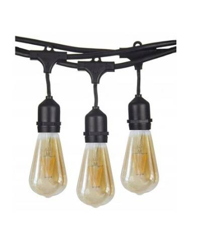 Garden garland set 15m+15pcs bulb 8W ST64 2300K warm amber
