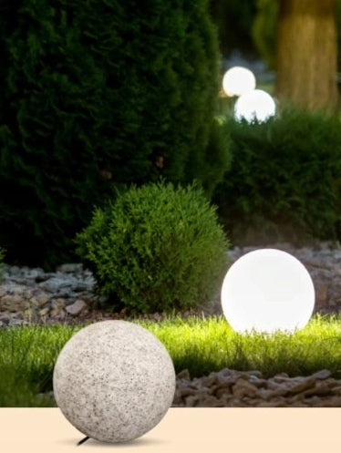 Garden lamp ball light E27 23cm gray IP65 Batteries included no