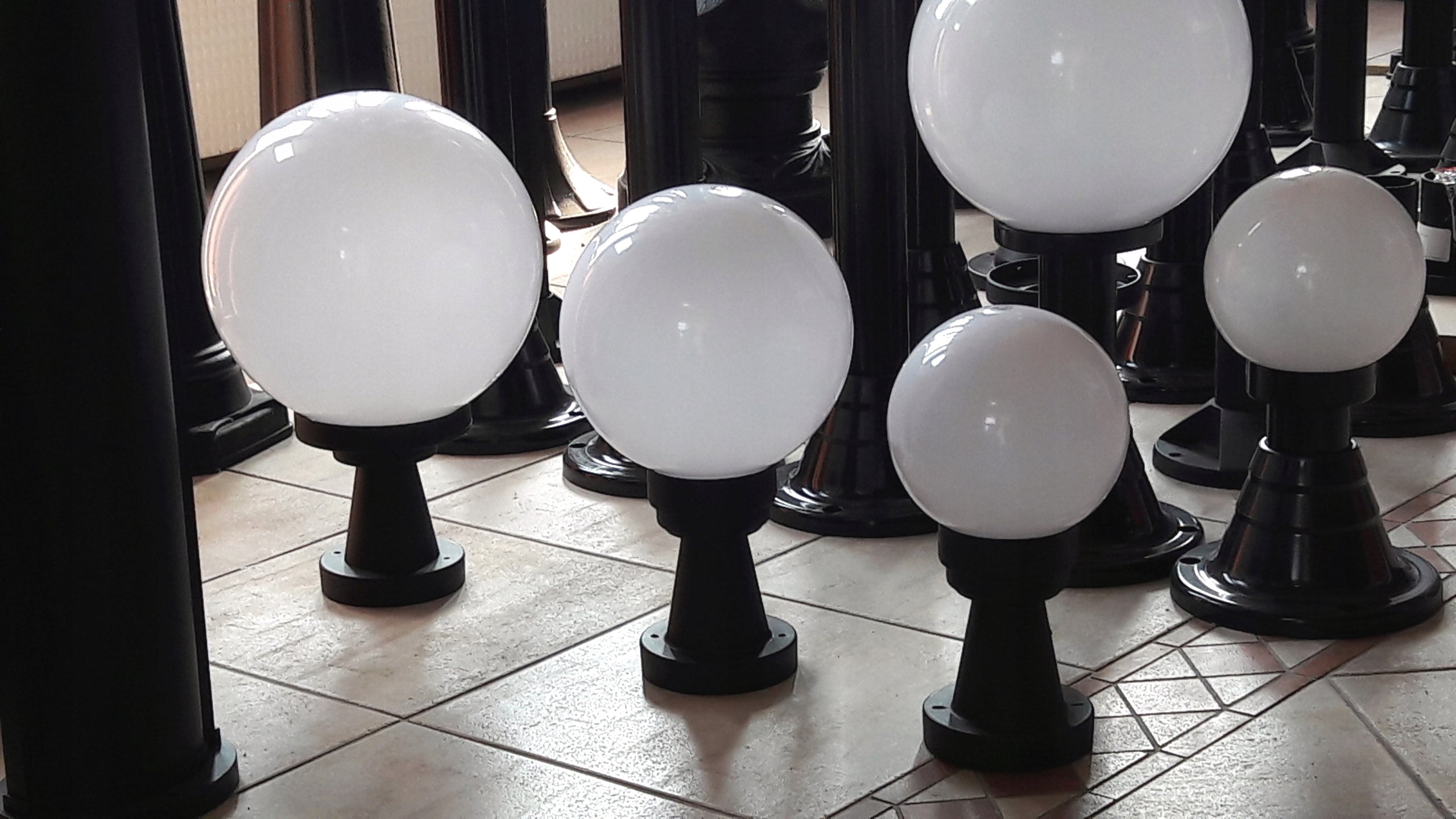 Garden lamp post with a 200 cm milky ball from Rudapol Power supply mains