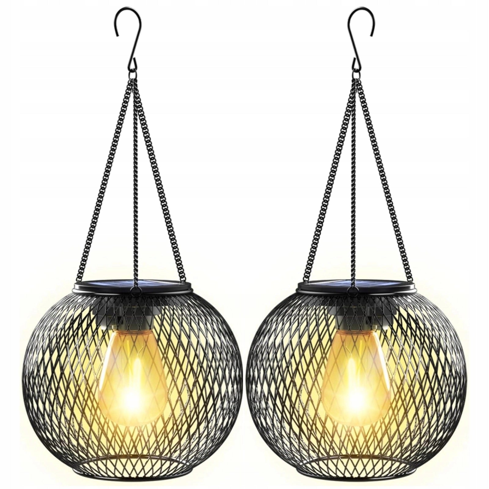 Garden lamp solar hanging ball set of 2 metal 34,5x14 cm