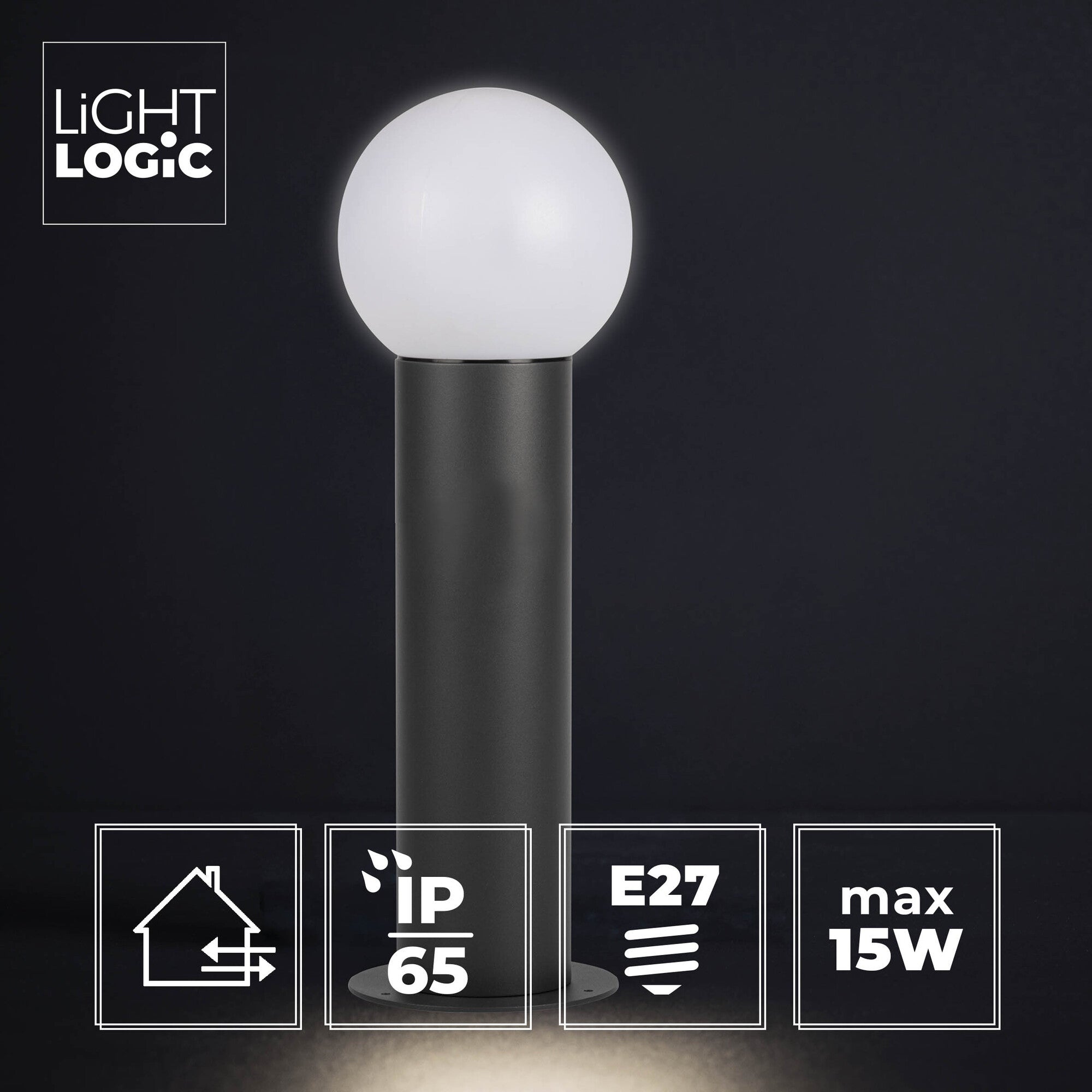 Garden lamp standing LL MERIN 50 GR outdoor IP65 E27 15W 50 cm post Color other color