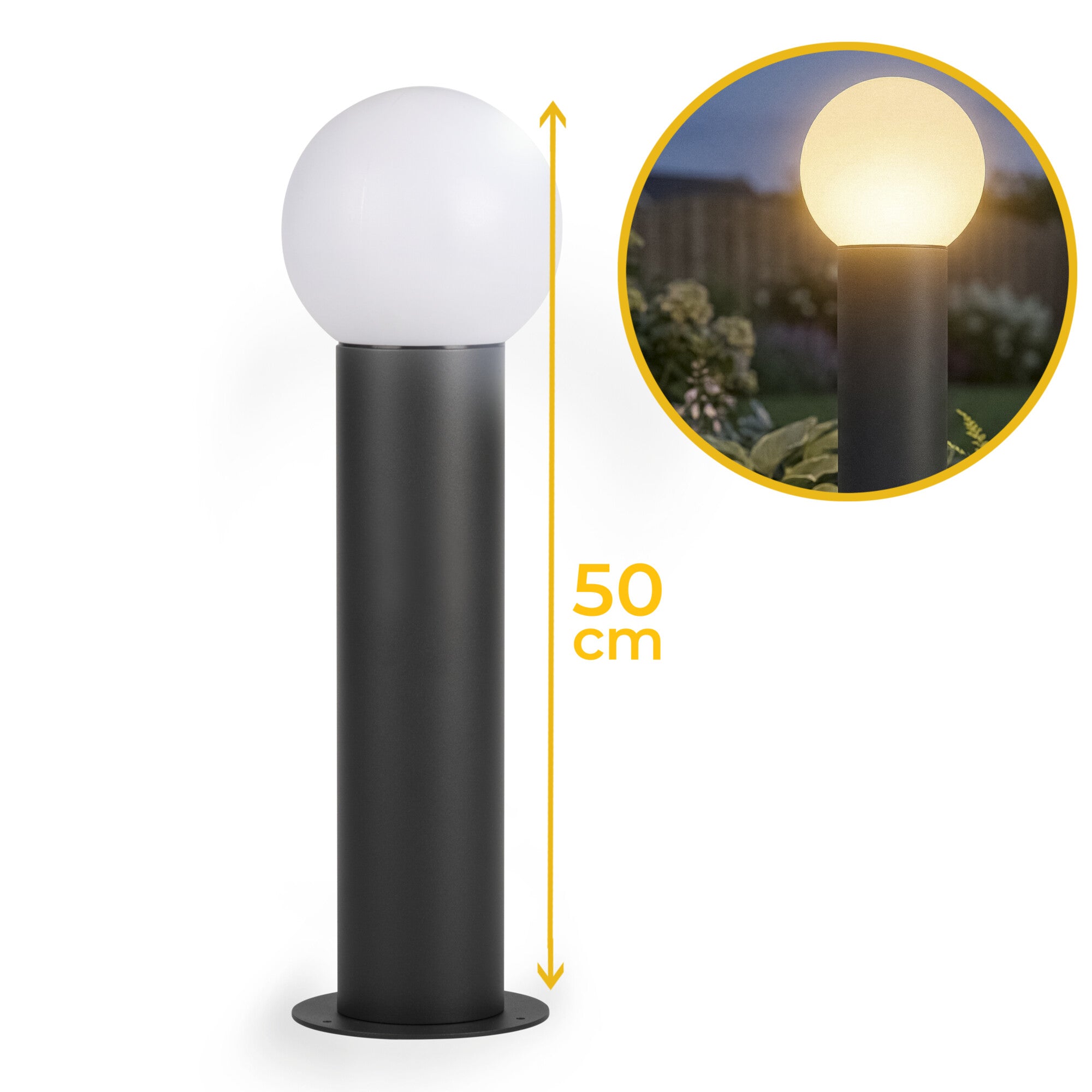 Garden lamp standing LL MERIN 50 GR outdoor IP65 E27 15W 50 cm post