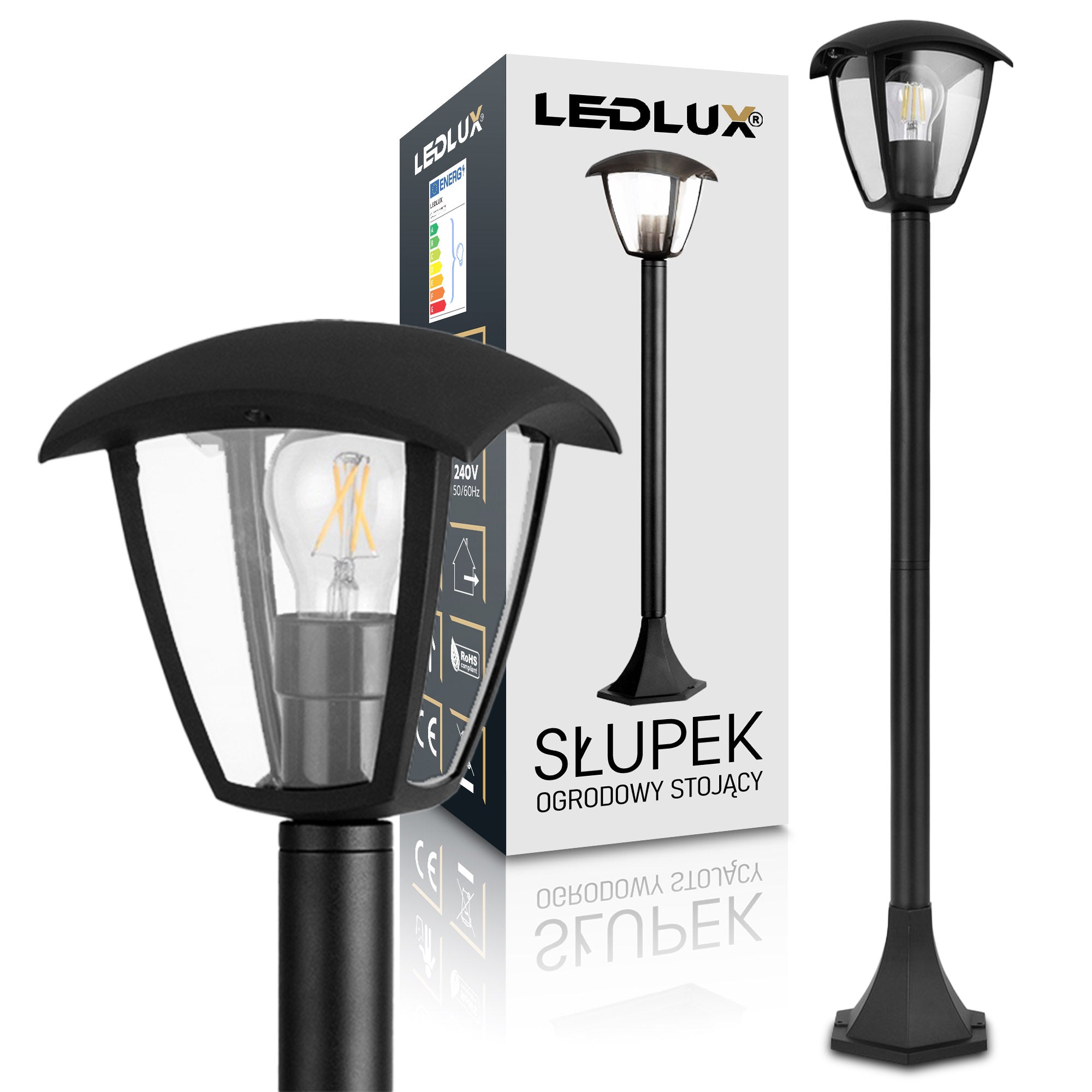 Garden lamp standing lantern post for LED E27 100cm DECORATIVE Black Color black