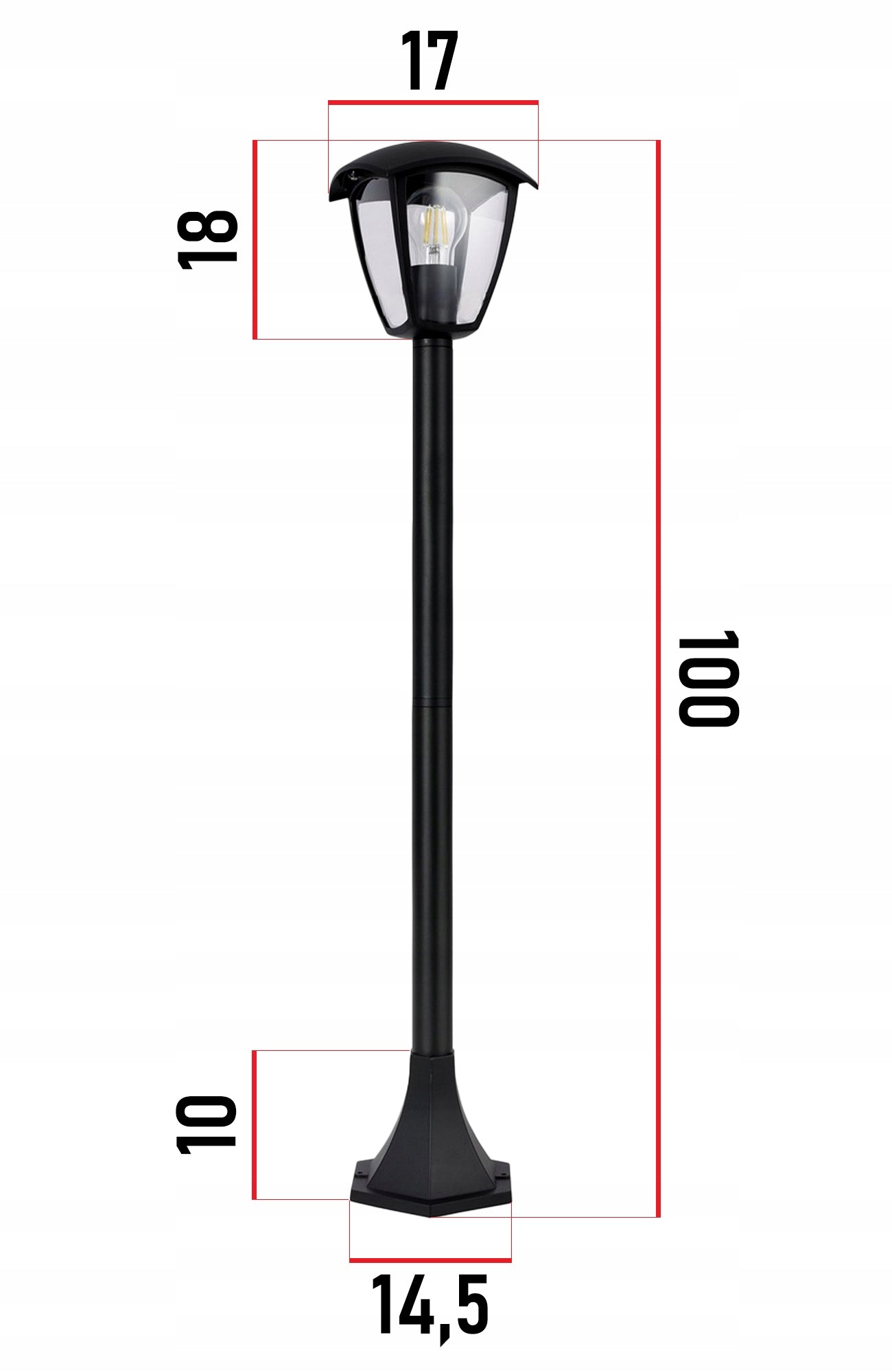 Garden lamp standing lantern post for LED E27 100cm DECORATIVE Black EAN (GTIN) 5904067089402