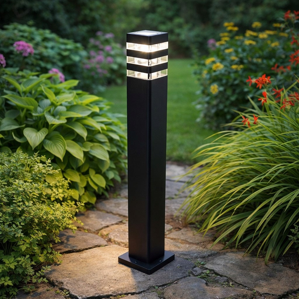 Garden lamp standing post 80cm for LED E27 IP44 Santa black Packaging status original