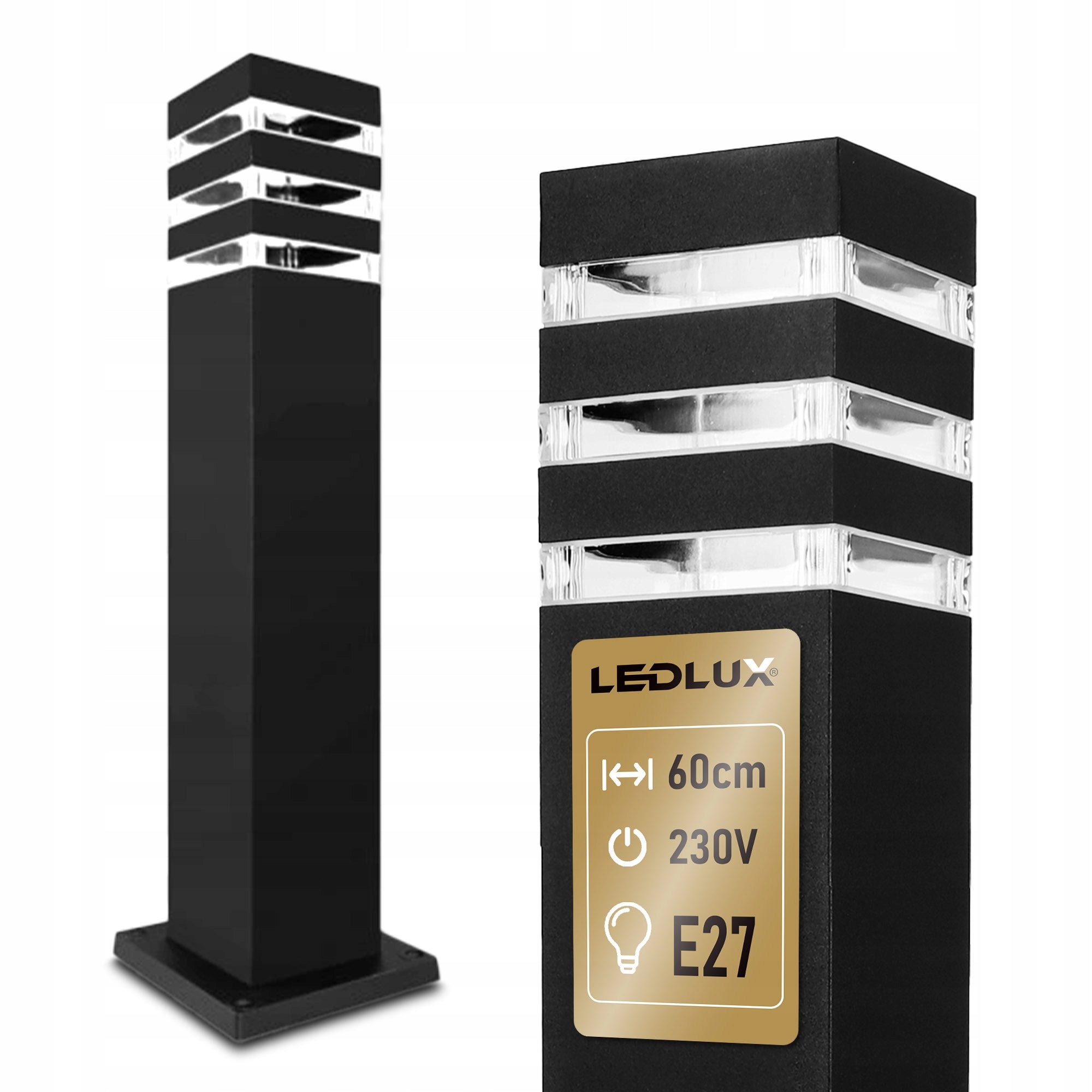 Garden lamp standing post for LED E27 60cm DECORATIVE BLACK Color black