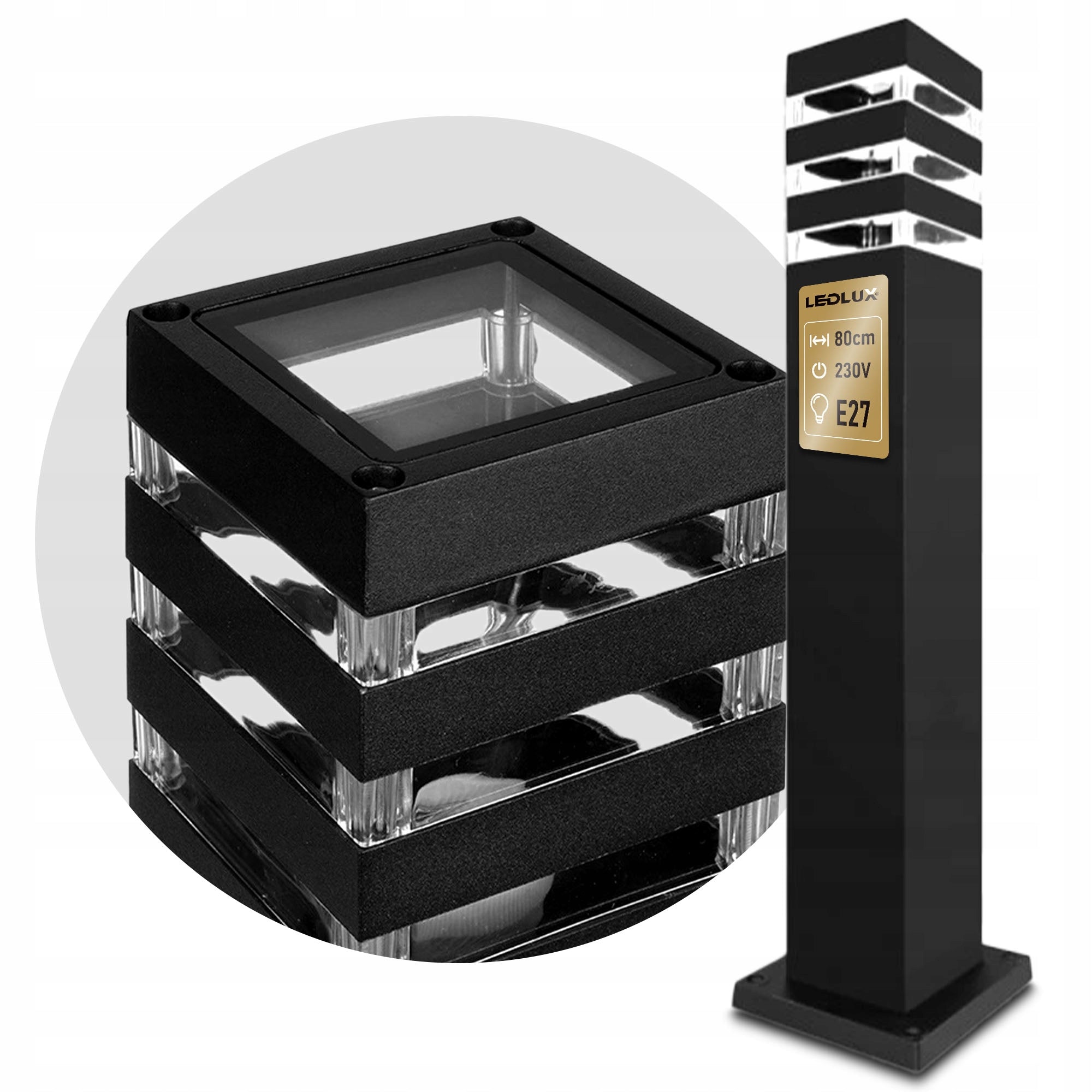 Garden lamp standing post for LED E27 80cm DECORATIVE BLACK Packaging status original