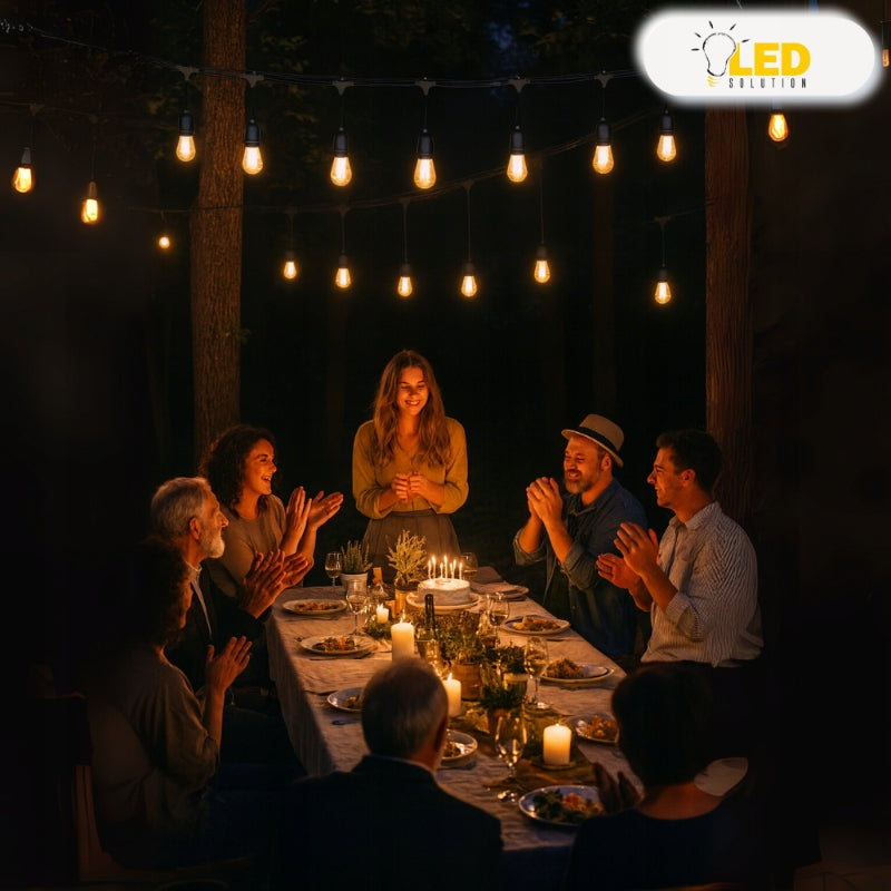Garden light garland 40 LED bulbs chain 20 m lamps strong IP65 Packaging status original