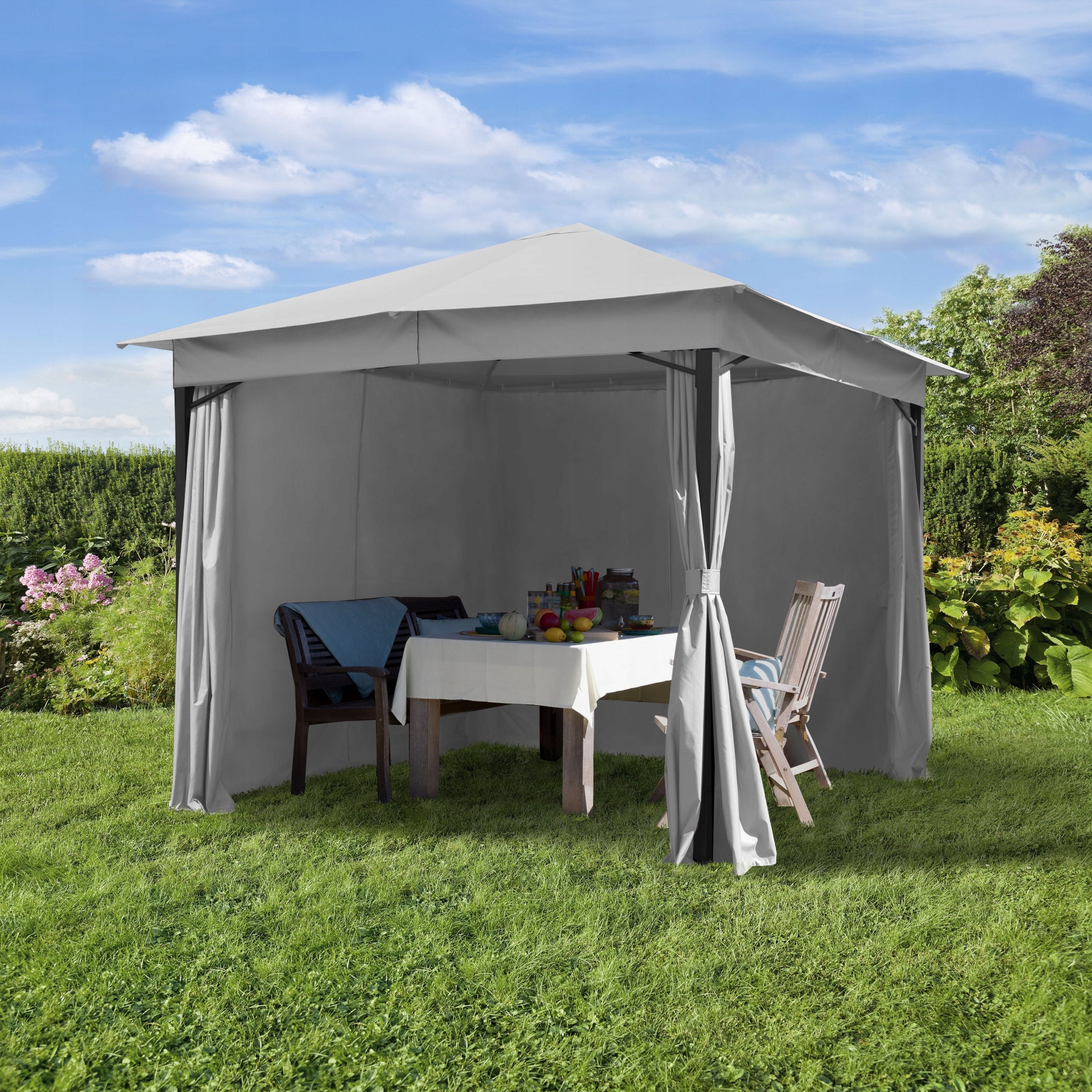 Garden pavilion 3x3 m Sunset Classic grey Length 3 m