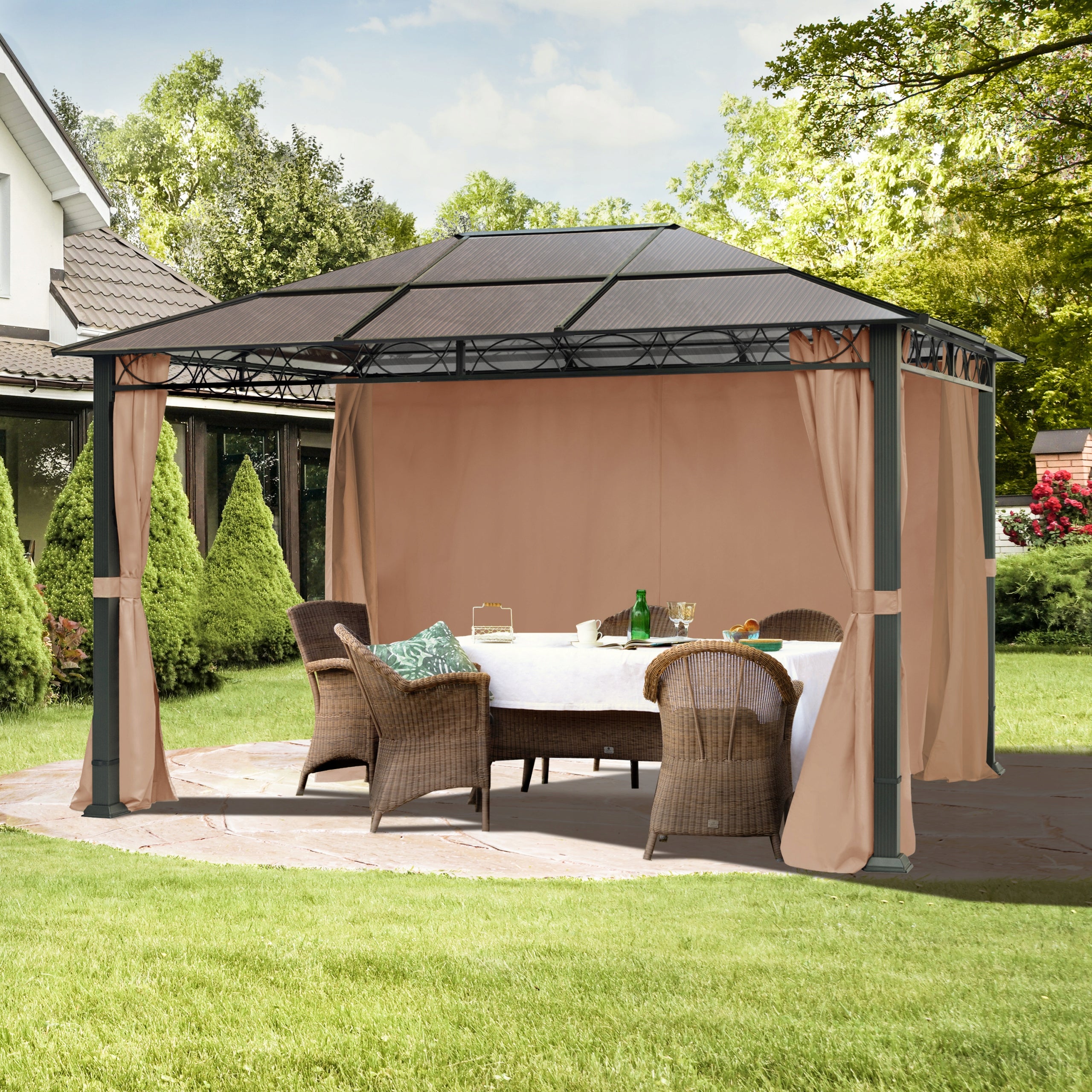 Garden pavilion 3x4 m Hardtop grey-brown Manufacturer no brand