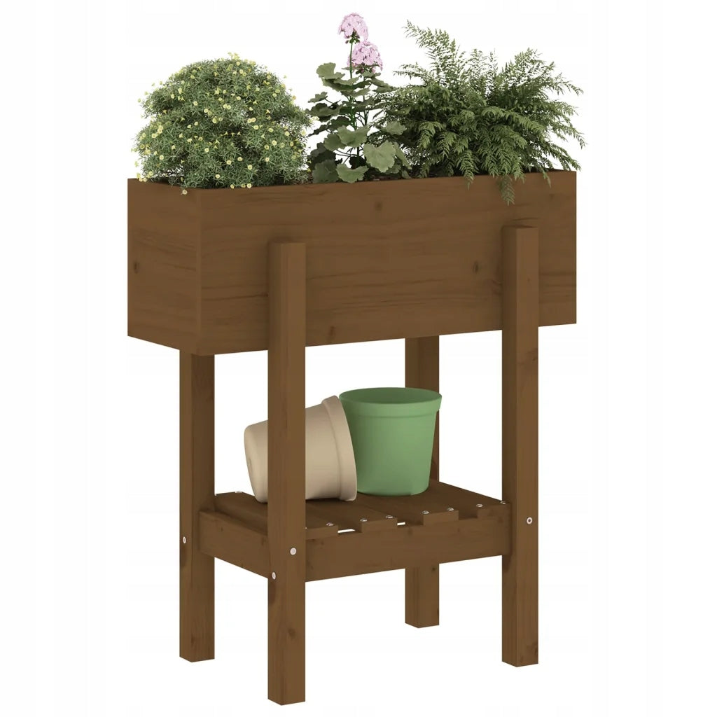 Garden planter, honey brown, 62x30x69 cm, solid pine wood Product weight with unit packaging 7.14 kg
