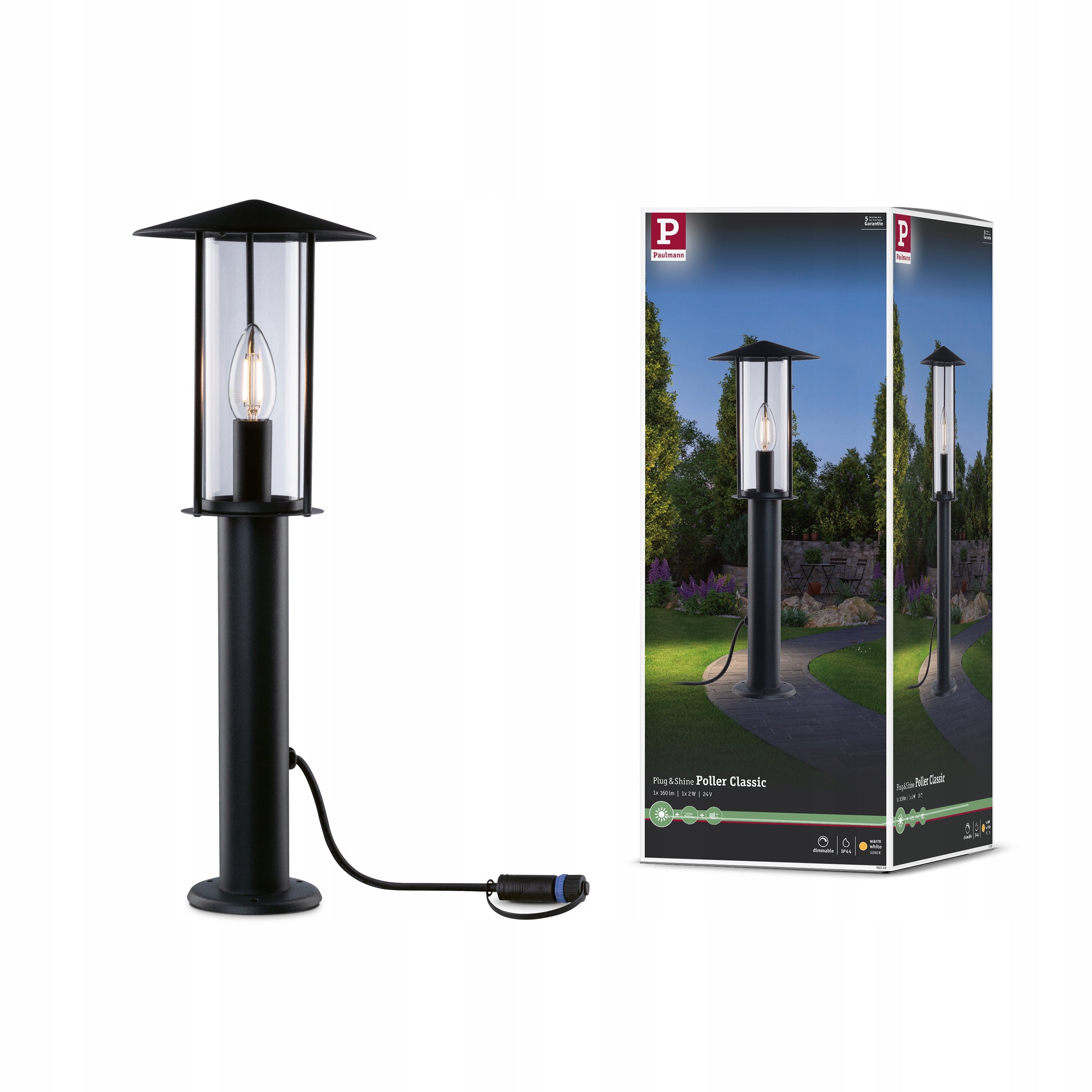 Garden post Plug&Shine CLASSIC 2W 160lm 3000K IP44 24V anthracite PL94322