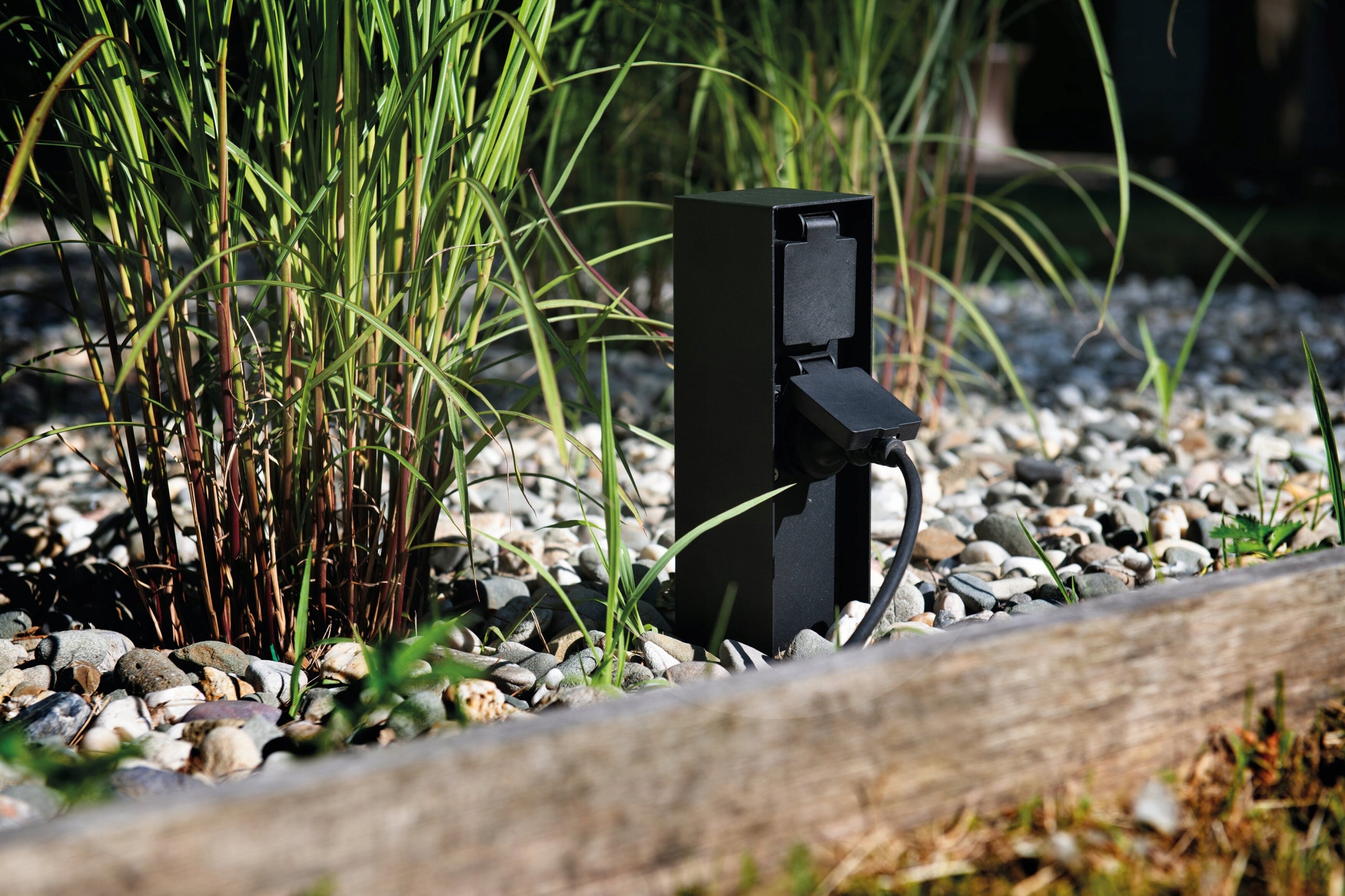 Garden post with two sockets SATO 230V color anthracite IP44 height 23 cm Color gray