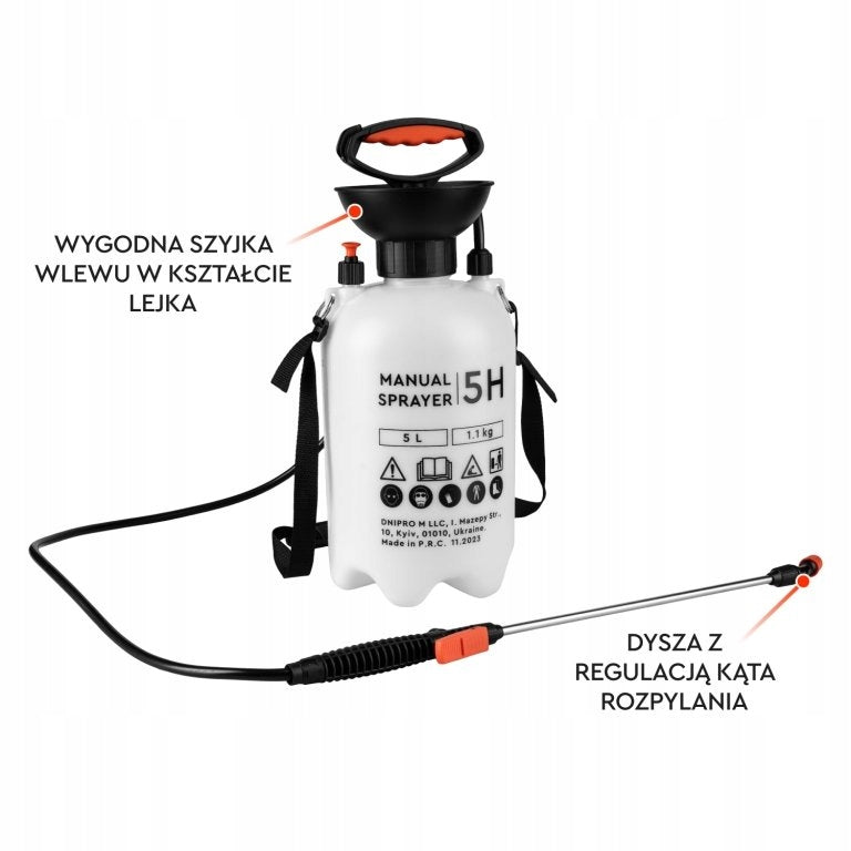 Garden pressure sprayer Dnipro-M 5H 5L manual lance 3bar Packaging status original