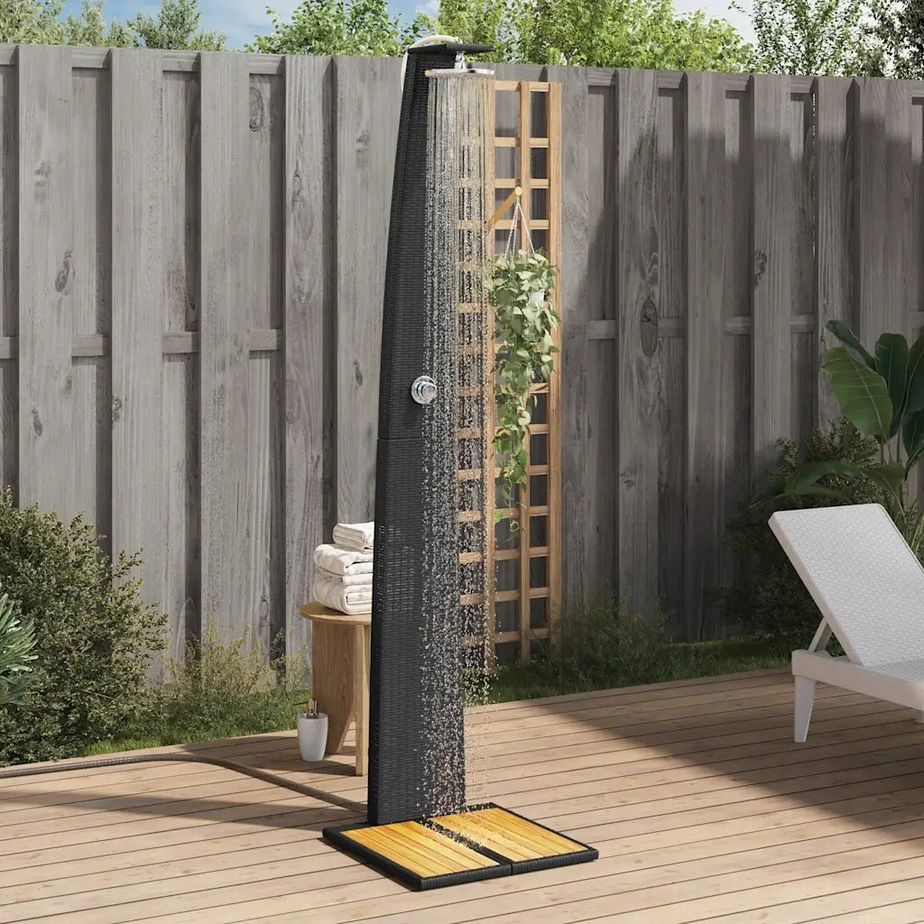 Garden shower, black, 55x60x224 cm, polyrattan and acacia Manufacturer VidaXL