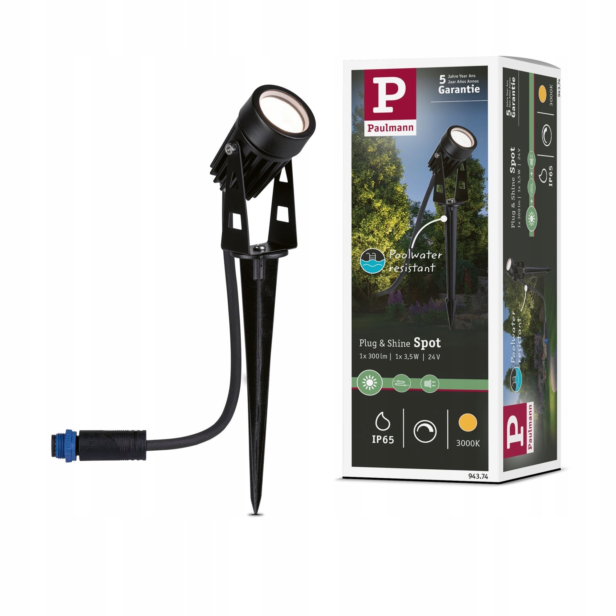 Garden spotlight SPOT LED 2W 3000K IP65 24V Plug & Shine Paulmann PL94374