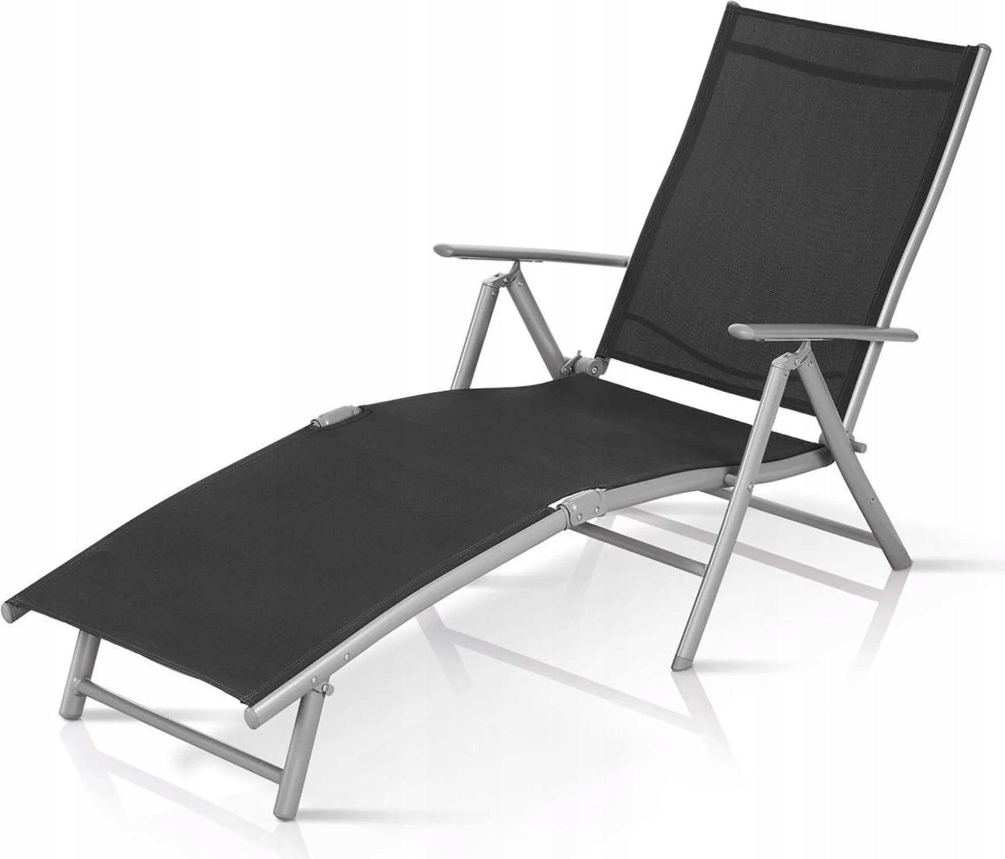 Garden sun lounger folding aluminum FLORABEST adjustable armrest grey Brand Florabest