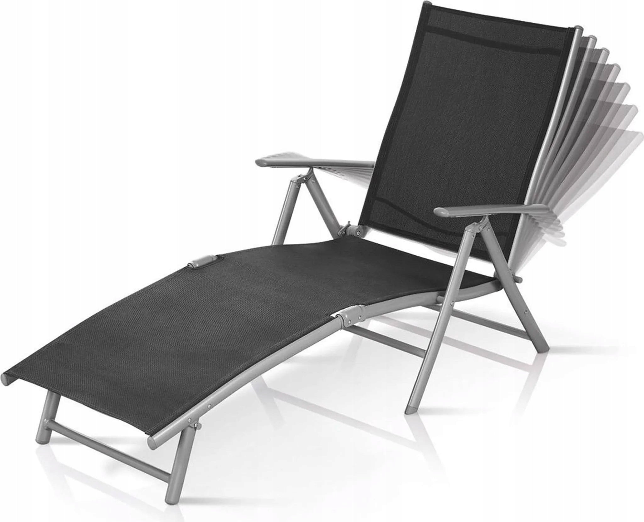Garden sun lounger folding aluminum FLORABEST adjustable armrest grey
