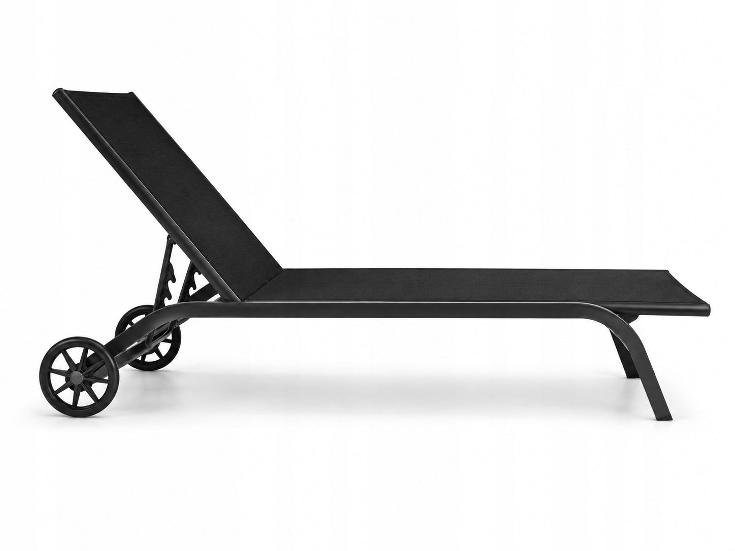 Garden sun lounger on wheels black adjustable premium couch Length (longer side) 190 cm