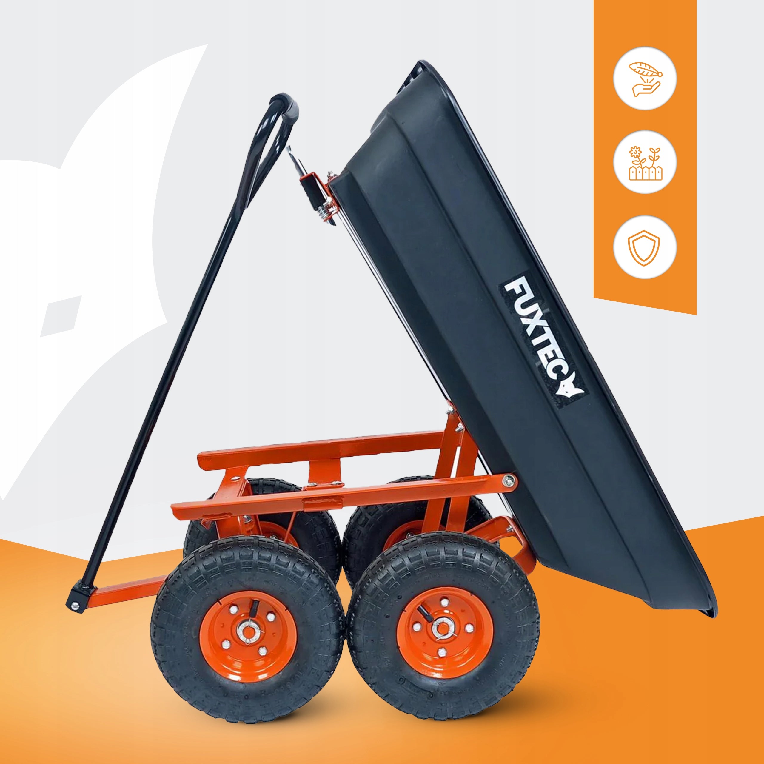 Garden transport trolley TRAILER WHEELBARROW light 300kg FUXTEC 4 wheels Brand FUXTEC