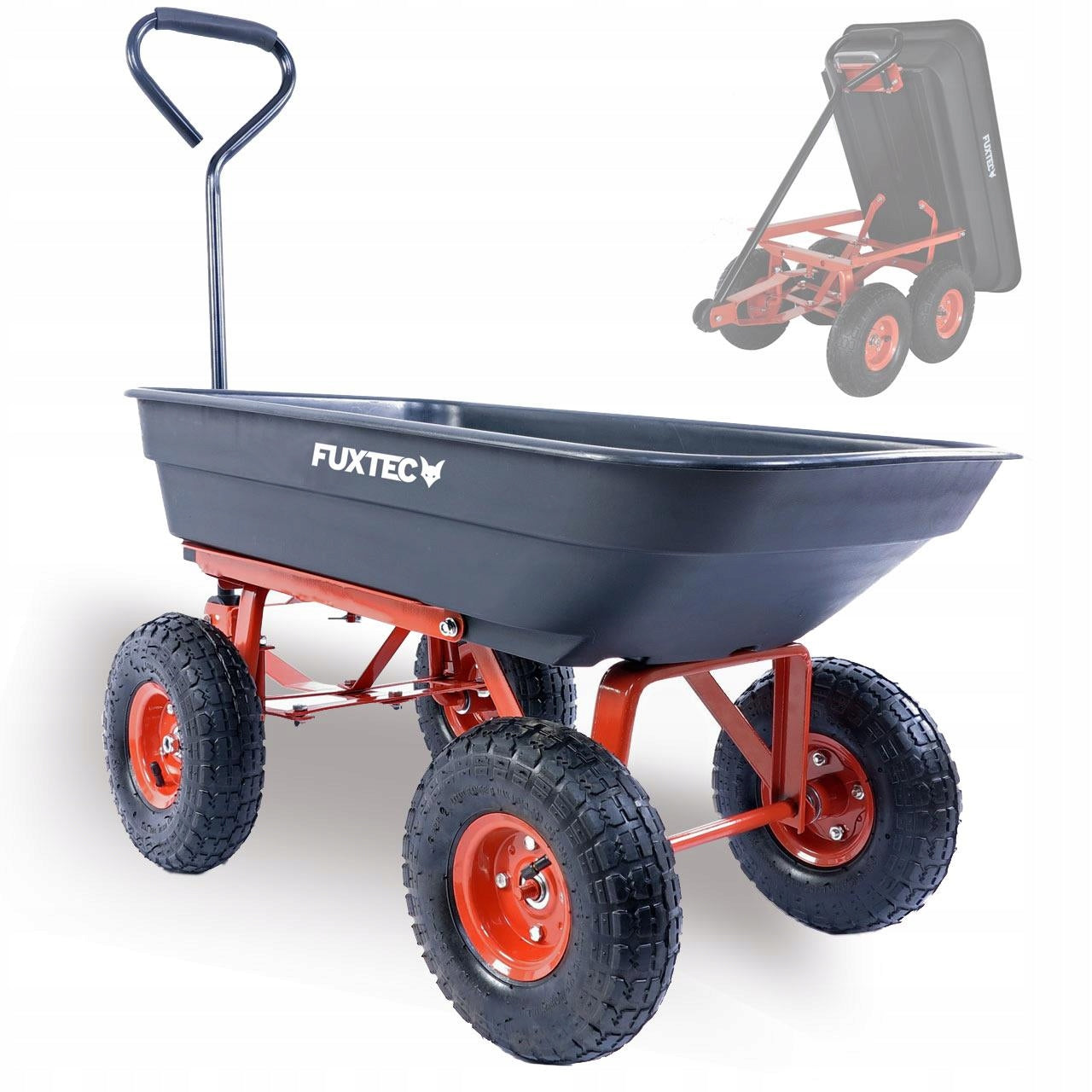 Garden transport trolley TRAILER WHEELBARROW light 300kg FUXTEC 4 wheels