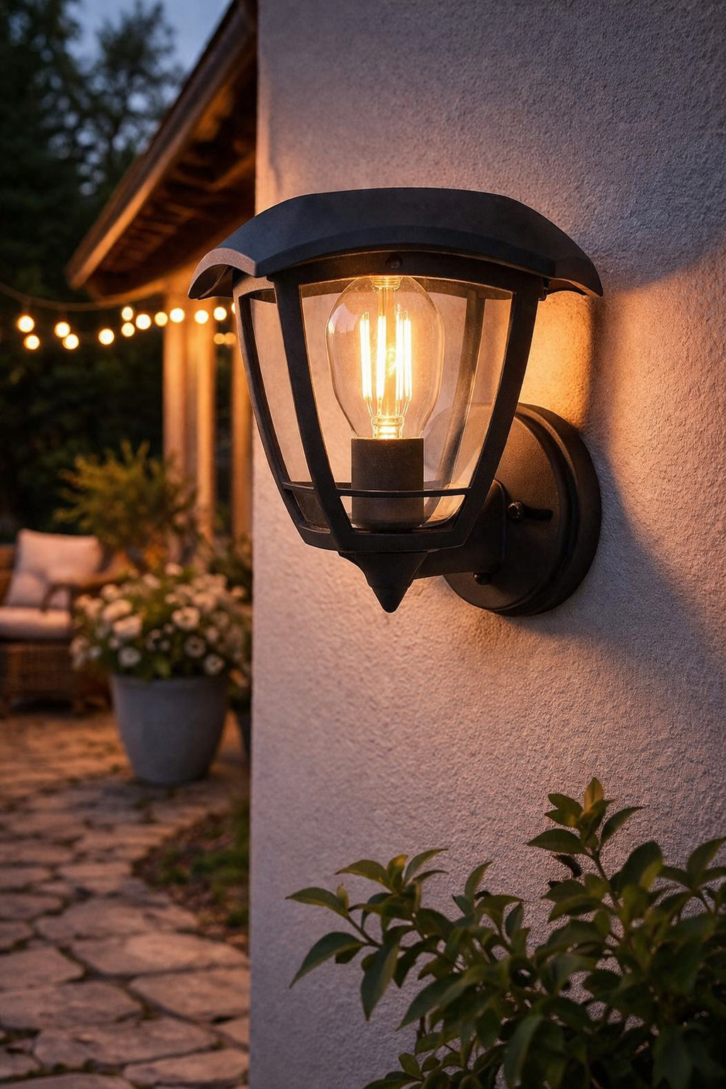Garden wall lamp SENSOR outdoor garden lamp made of plastic E27 sensor