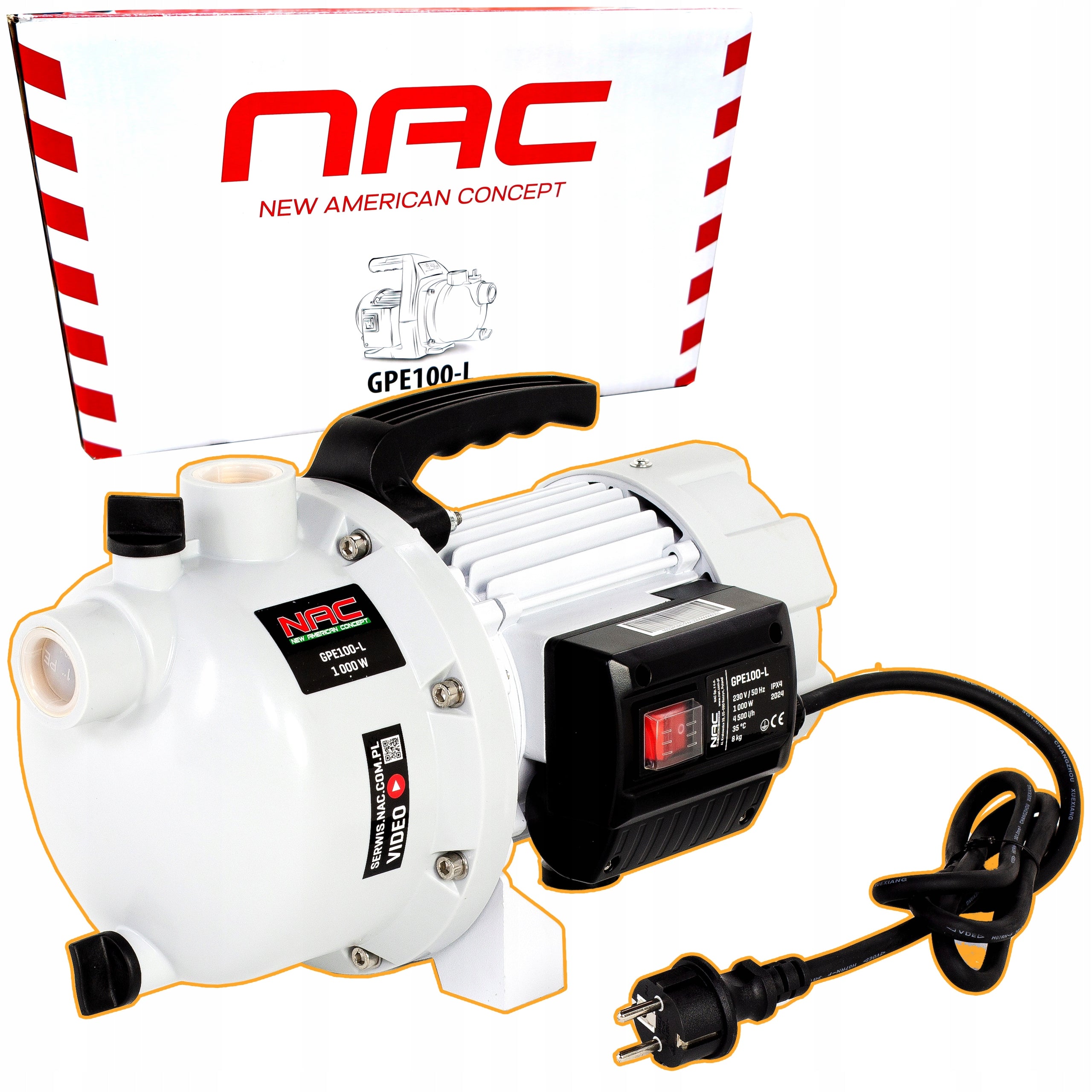 Garden water pump NAC GPE100-L 1000W 4500 l/h 2,8bar 1"