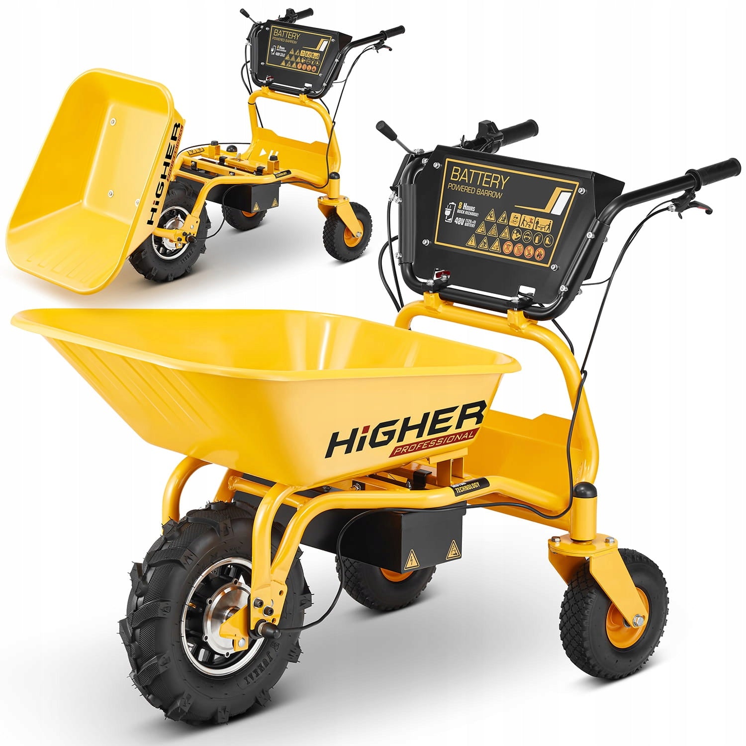 Garden wheelbarrow electric construction hauler HIGHER 500W 150kg 120L 48V