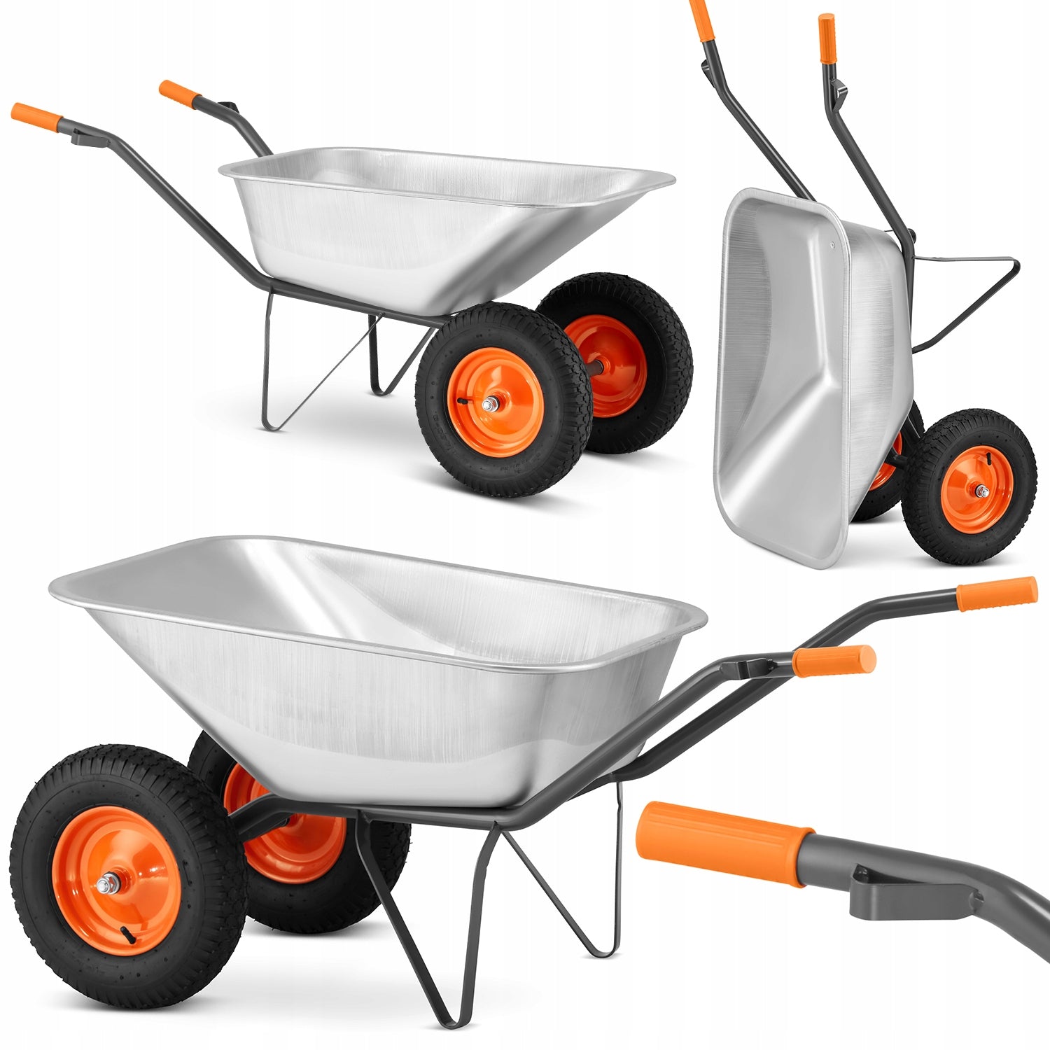 Garden wheelbarrow two-wheeled GALVANIZED welded HIGHER 140L 380kg