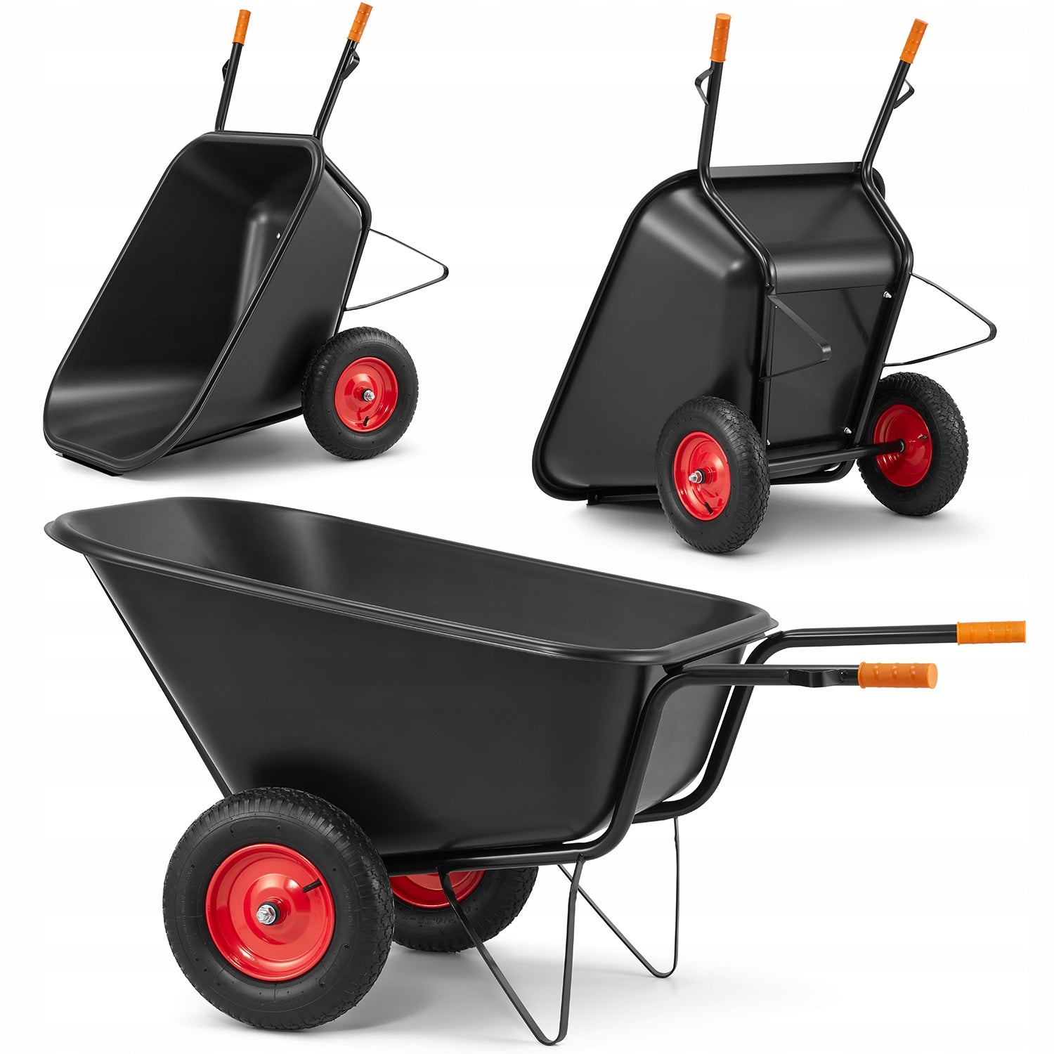 Garden wheelbarrow two-wheeled cradle feed trolley JAPANESE welded 350L HIGHER