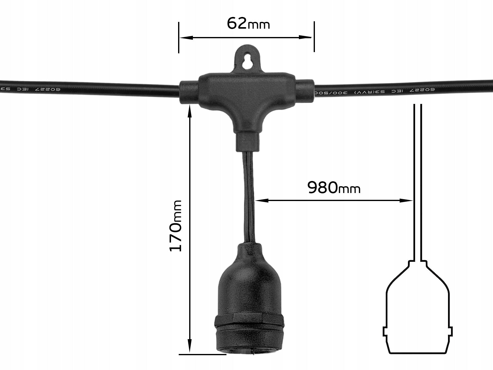 Garland for Balcony Outdoor Terrace LED 15m Bulbs 15xE27 2700K for Garden Number of light points 11 - 20