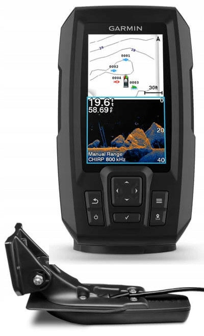 Garmin Striker Vivid 4cv echo sounder with GT20-TM converter
