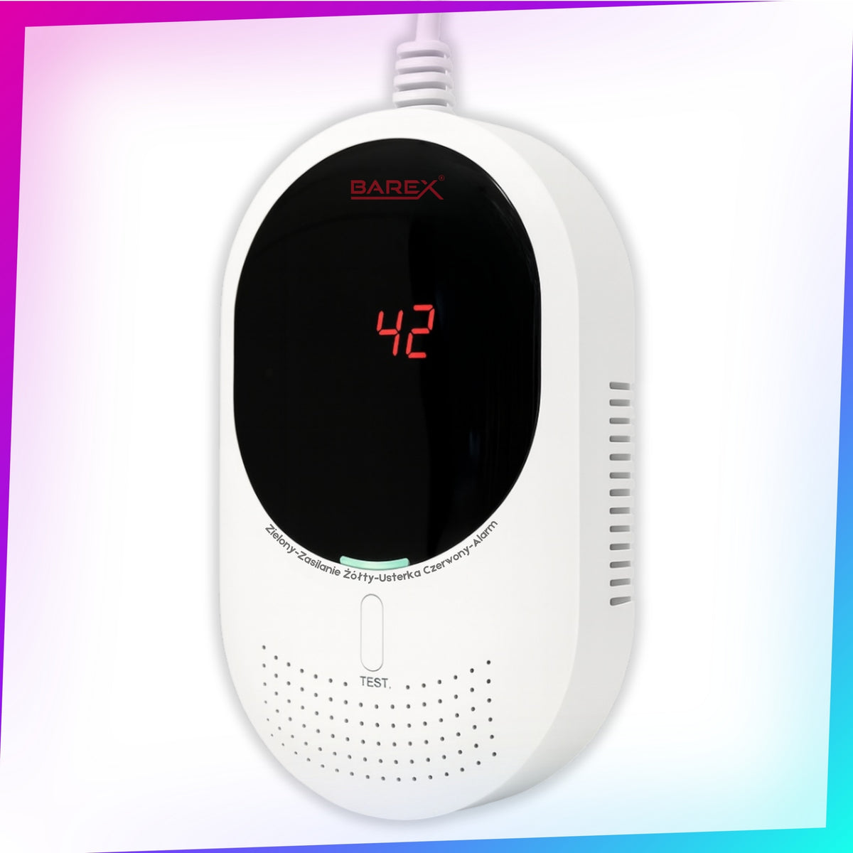 Gas Chad Sensor LCD Network 230V Alarm Detector CE Certificate Manufacturer code CZUJNIK CZADU + GAZÓW PALNYCH 230V